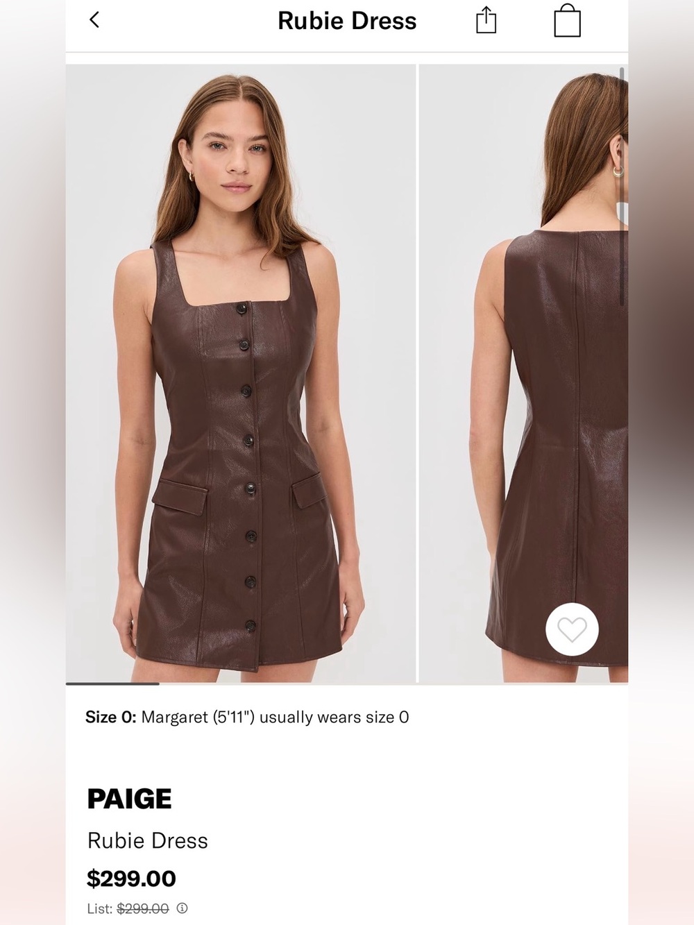PAIGE - Rubie - Faux Leather Button-Front Mini Dress in Tamarind
